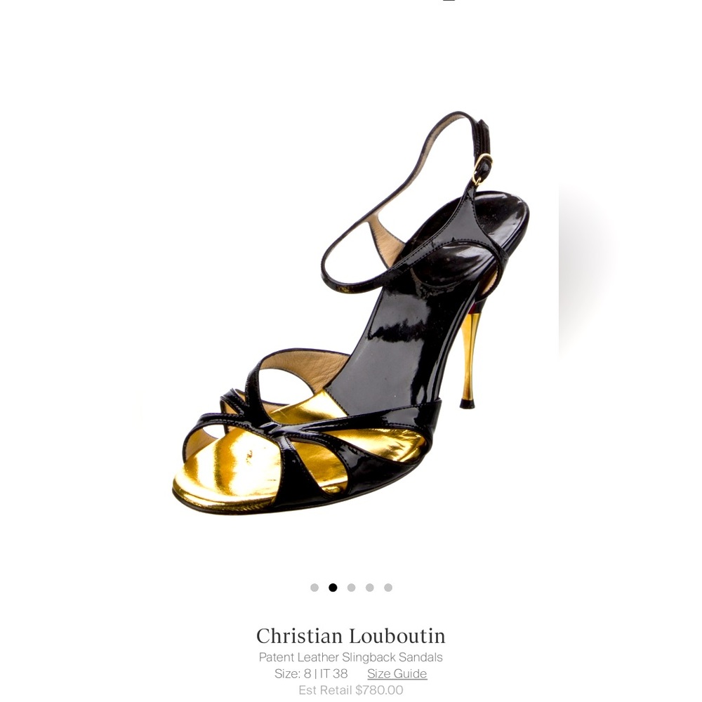 Authentic Christian Louboutin patent leather sling back sandals size 38